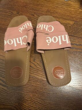 Chloe Brown Leather Footbed Insoles with Pink Strap Edge